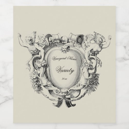 Vorlage für das antike Flügelfigurenzeichen Cartou Weinetikett (Einzelnes Label)