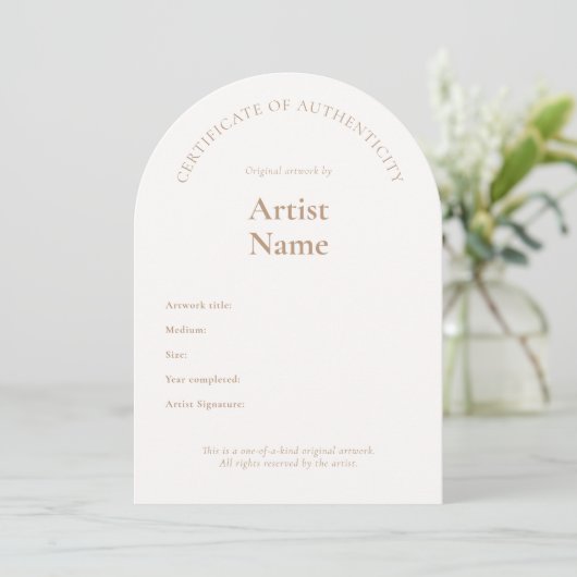 Vorlage für das Arch Certificate of Authenticity A (Stehend Vorderseite)