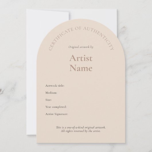 Vorlage für das Arch Certificate of Authenticity A (Vorderseite)