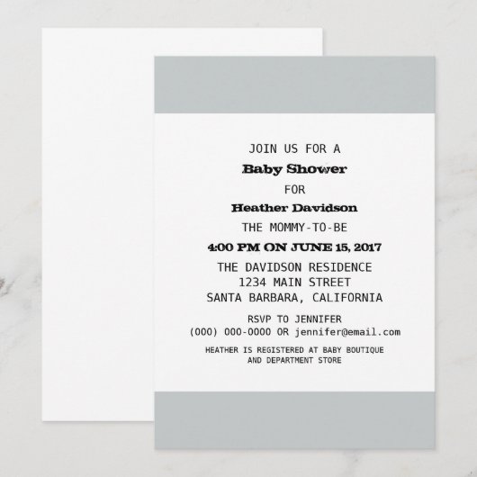 Vorlage für das Baby-Dusche-Party (Vorne/Hinten)