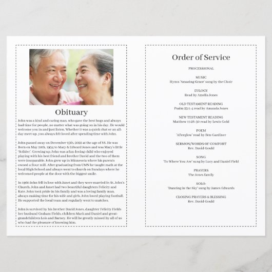 Vorlage für das Basisprogramm zur Beerdigung (Rückseite)