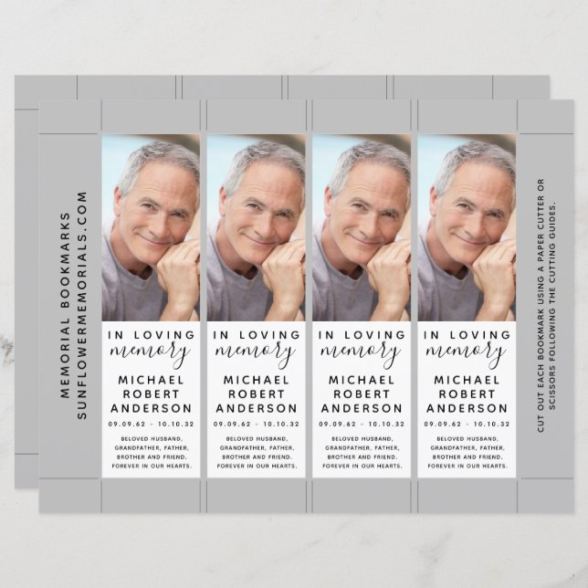 Vorlage für das Beerdigungs-Lesezeichen des Fotos (Vorne/Hinten)