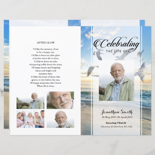 Vorlage für das Beerdigungsprogramm (Vorne/Hinten)