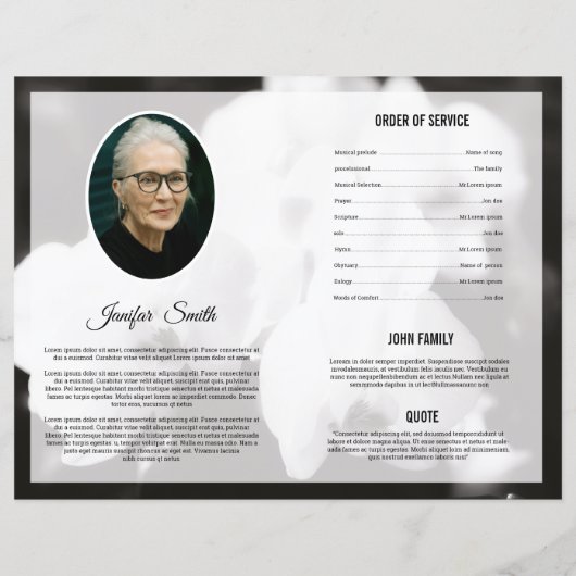 Vorlage für das Beerdigungsprogramm (Rückseite)