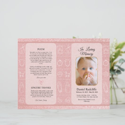 Vorlage für das Beerdigungsprogramm für Kinder (Stehend Vorderseite)