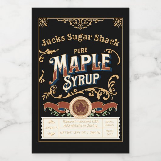 Vorlage für das benutzerdefinierte Ahornsirup-Labe Lebensmitteletikett (Einzelnes Label)