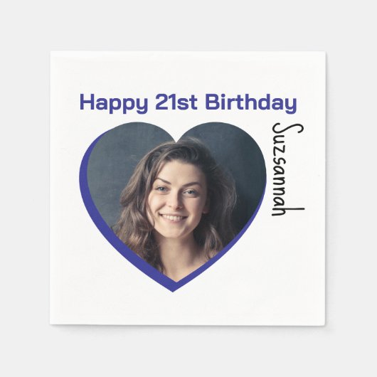 Vorlage für das benutzerdefinierte Foto 21. Happy  Serviette (Vorderseite)