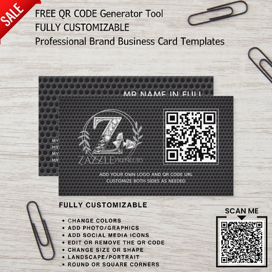 VORLAGE FÜR DAS berufliche LOGO-DESIGN QR-CODE Visitenkarte