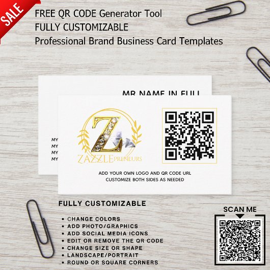 VORLAGE FÜR DAS berufliche LOGO-DESIGN QR-CODE Visitenkarte