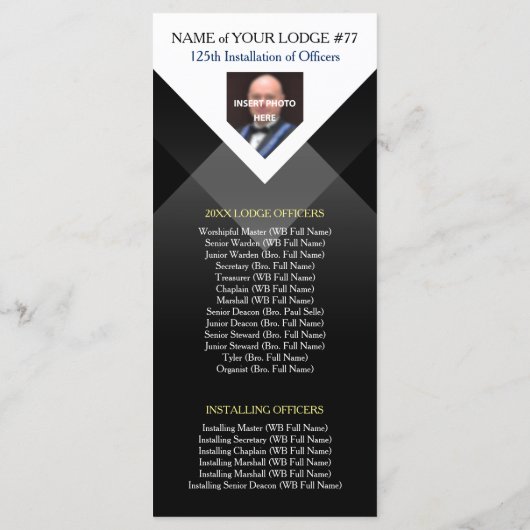 Vorlage für das Black Gold Masonic Installationspr (Rückseite)