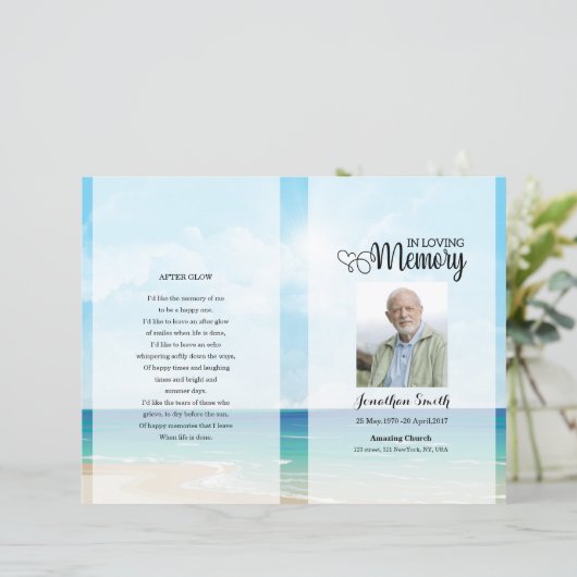 Vorlage für das Blue Sky & Beach Funerary Program (Stehend Vorderseite)