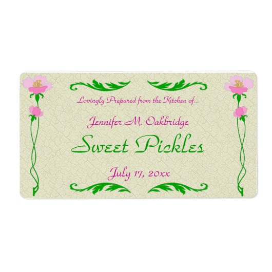 Vorlage für das Blumen-Zuhause-Canning-Jar-Label (Vorne)