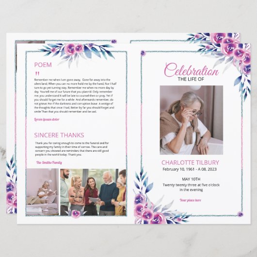 Vorlage für das Blumenbeerungsprogramm (Vorne/Hinten)