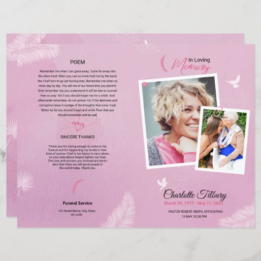 Vorlage für das Blumenbeerungsprogramm (Vorne/Hinten)