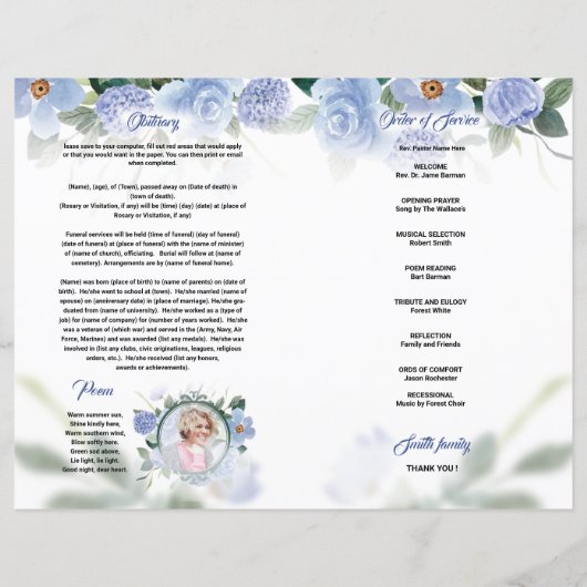 Vorlage für das Blumenbeerungsprogramm (Rückseite)