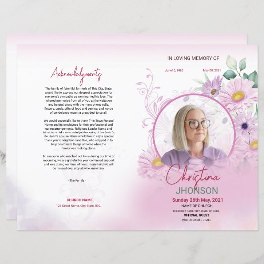 Vorlage für das Blumenbeerungsprogramm (Vorne/Hinten)