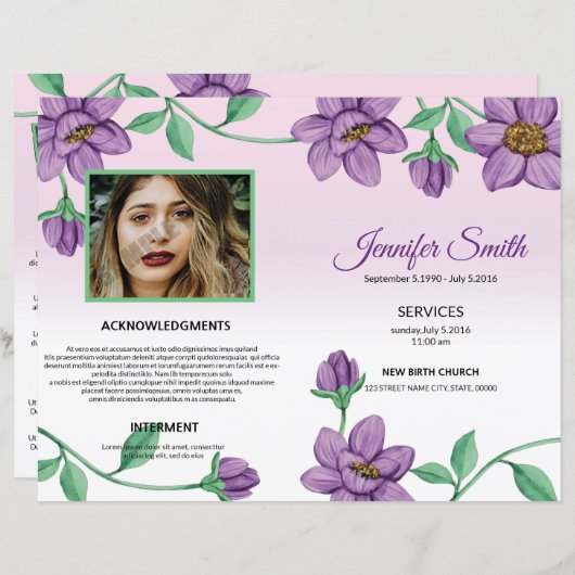 Vorlage für das Blumenbeerungsprogramm (Vorne/Hinten)