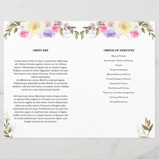 Vorlage für das Blumenbeerungsprogramm (Rückseite)