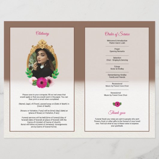 Vorlage für das Blumenbeerungsprogramm (Rückseite)