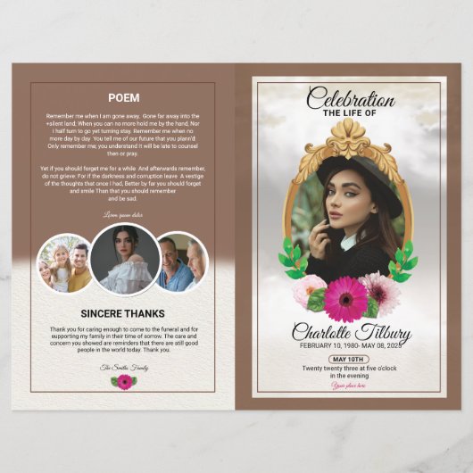 Vorlage für das Blumenbeerungsprogramm (Vorderseite)