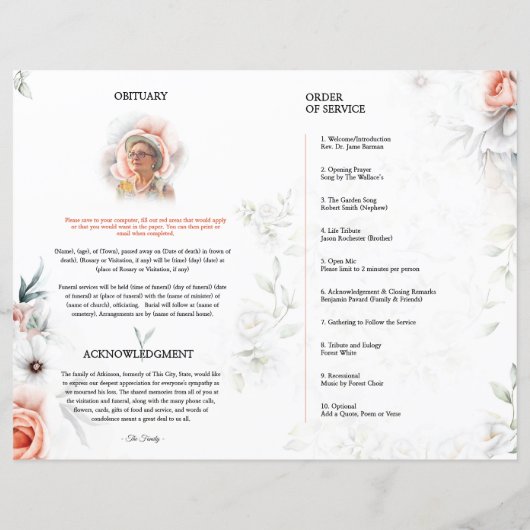 Vorlage für das Blumenbeerungsprogramm (Rückseite)