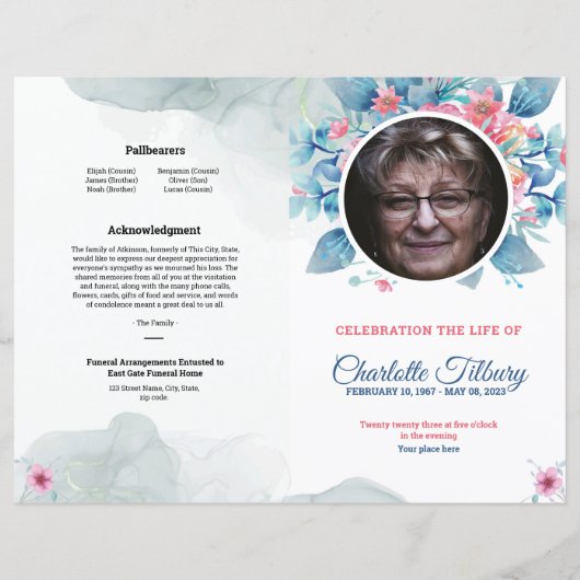 Vorlage für das Blumenbeerungsprogramm (Vorderseite)