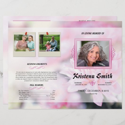 Vorlage für das Blumenbeerungsprogramm (Vorne/Hinten)