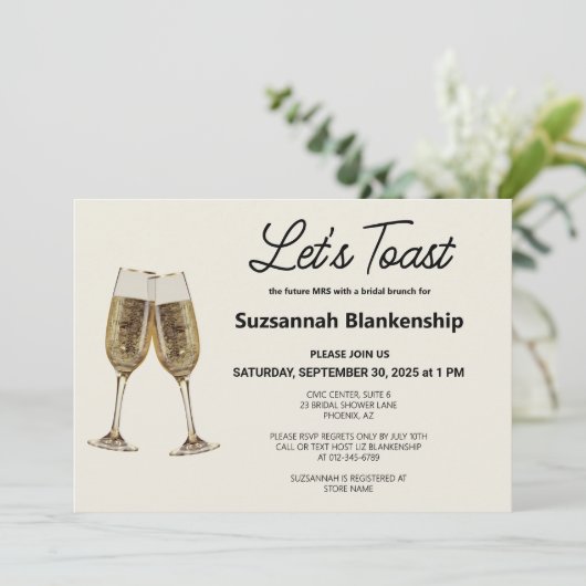 Vorlage für das Brautparty Champagne Flute Toast (Stehend Vorderseite)