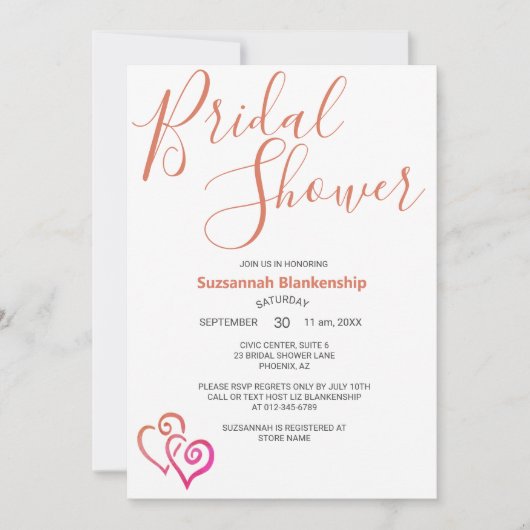 Vorlage für das Brautparty rosa Orange-gebundene H (Vorderseite)