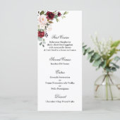 Vorlage für das Burgundy Wedding Menu (Stehend Vorderseite)