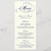 Vorlage für das Chic Navy & Ivory Wedding Menu (Vorderseite)