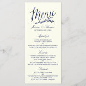 Vorlage für das Chic Navy & Ivory Wedding Menu (Vorderseite)