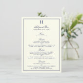 Vorlage für das Chic Navy & Ivory Wedding Menu (Stehend Vorderseite)