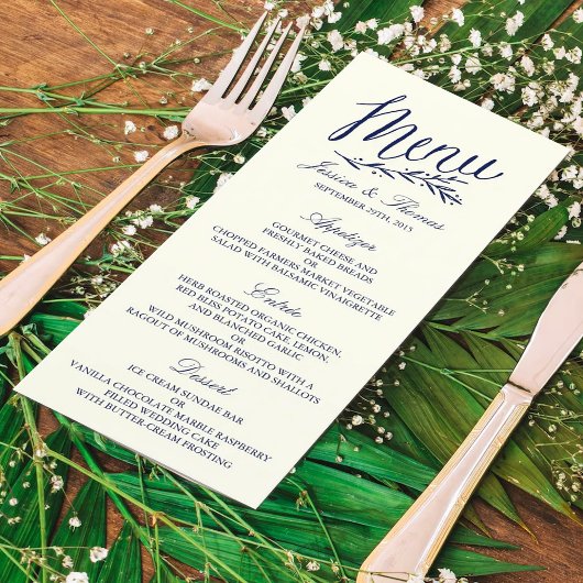 Vorlage für das Chic Navy & Ivory Wedding Menu