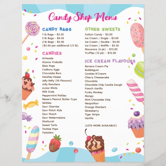 Vorlage für das Desserts-Menü mit Flyern Flyer (Hinten)