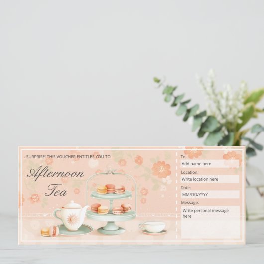 Vorlage für das Editable Afternoon Tea Geschenk (Stehend Vorderseite)