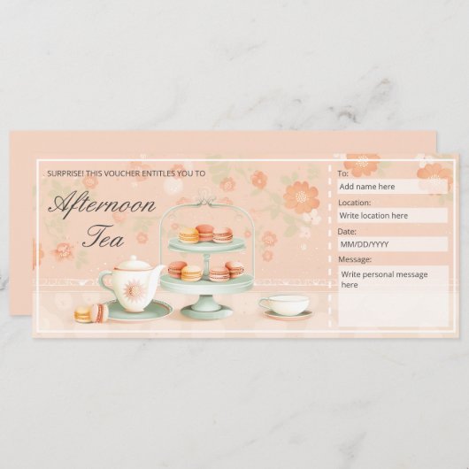 Vorlage für das Editable Afternoon Tea Geschenk (Vorne/Hinten)