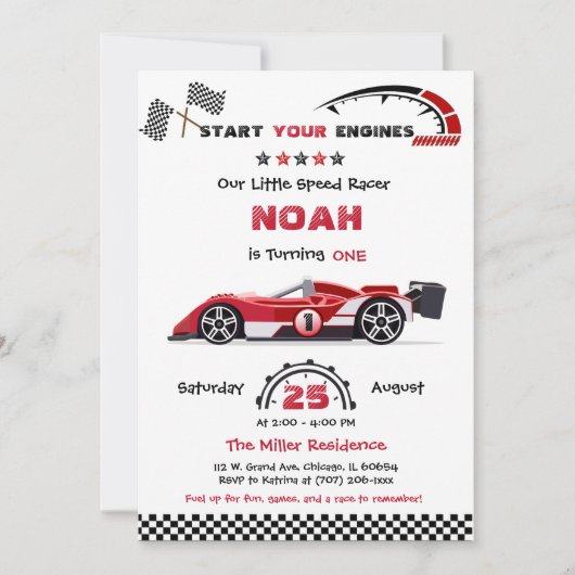 Vorlage für das Editierbare Race Red Car (Vorderseite)