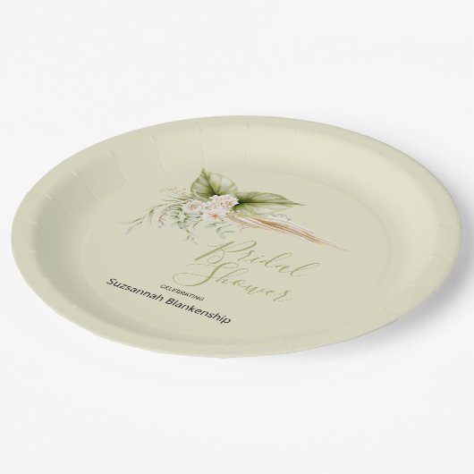 Vorlage für das elegante Brautparty der Blumenecke Pappteller (Schrägansicht)