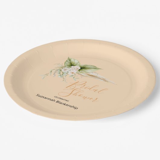 Vorlage für das elegante Brautparty der Blumenecke Pappteller (Schrägansicht)