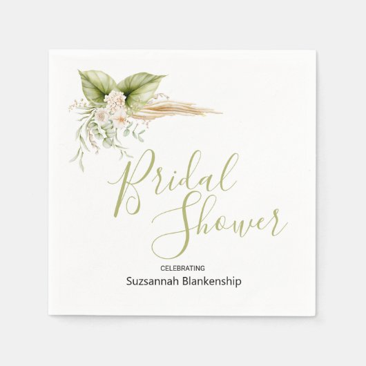 Vorlage für das elegante Brautparty der Blumenecke Serviette (Vorderseite)