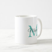 Vorlage für das erste Monogramm Aquamarine Weiße T Kaffeetasse (VorderseiteRechts)