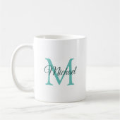 Vorlage für das erste Monogramm Aquamarine Weiße T Kaffeetasse (Links)