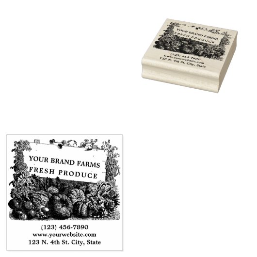 Vorlage für das Etikett "Fresh Produce" in der Lan Gummistempel (Stempel)