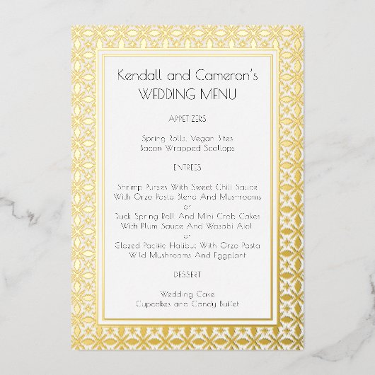 Vorlage für das Foil Border Wedding Menu (Vorderseite)