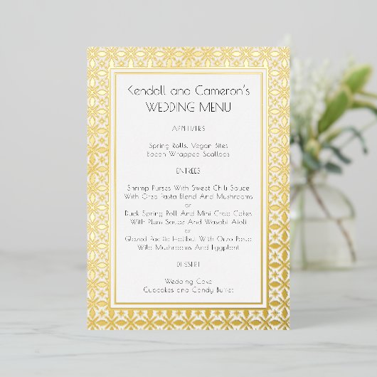 Vorlage für das Foil Border Wedding Menu (Stehend vorne)