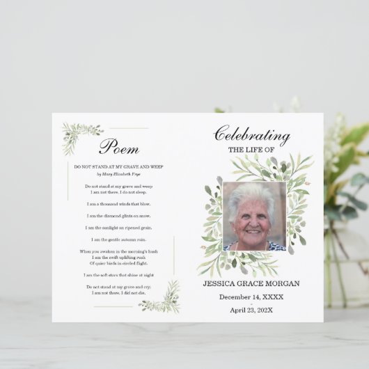 Vorlage für das Foliage-Beerdigungsprogramm (Stehend Vorderseite)