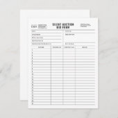 Vorlage für das Formular für das leise Auktionsgeb (Vorne/Hinten)