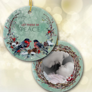 Vorlage für das Foto von Wintervögel-Kiefer-Feuerw Keramik Ornament