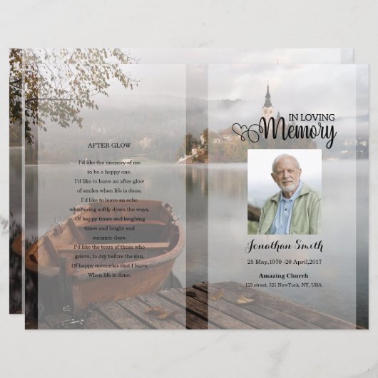 Vorlage für das friedliche Beerdigungsprogramm (Vorne/Hinten)